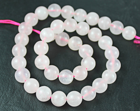 Natural Rose Quartz Smooth Round Ball Beads Strand Length 15 Inches and Size 10mm approx.